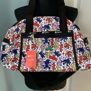 NEW RARE LESPORTSAC Keith Haring duffel carryon bag Everybody Dance weekender